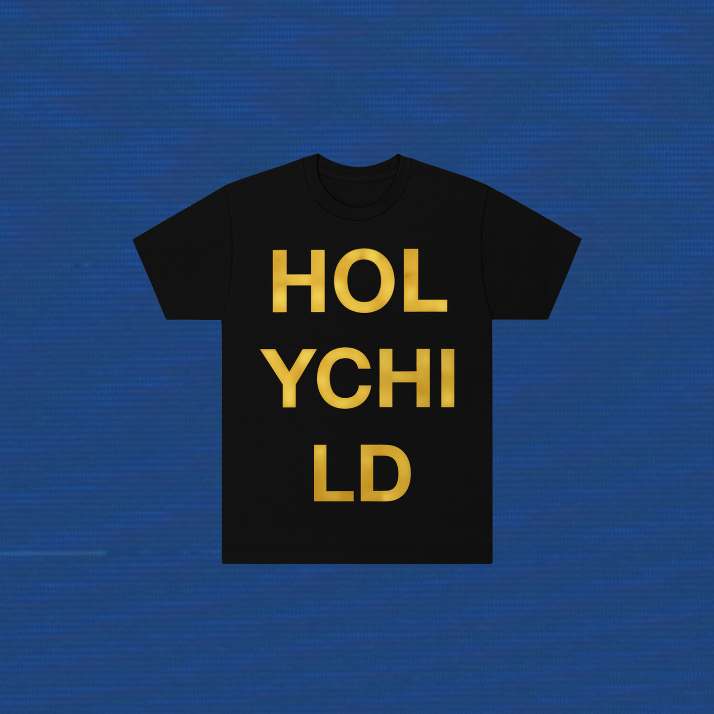 HOLYCHILD: Gold Block Logo Black T-Shirt